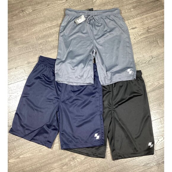 Children’s Place Sport L/G Polyester Boys Shorts 3-Pack  Blue, Grey, Black NEW - Picture 1 of 8